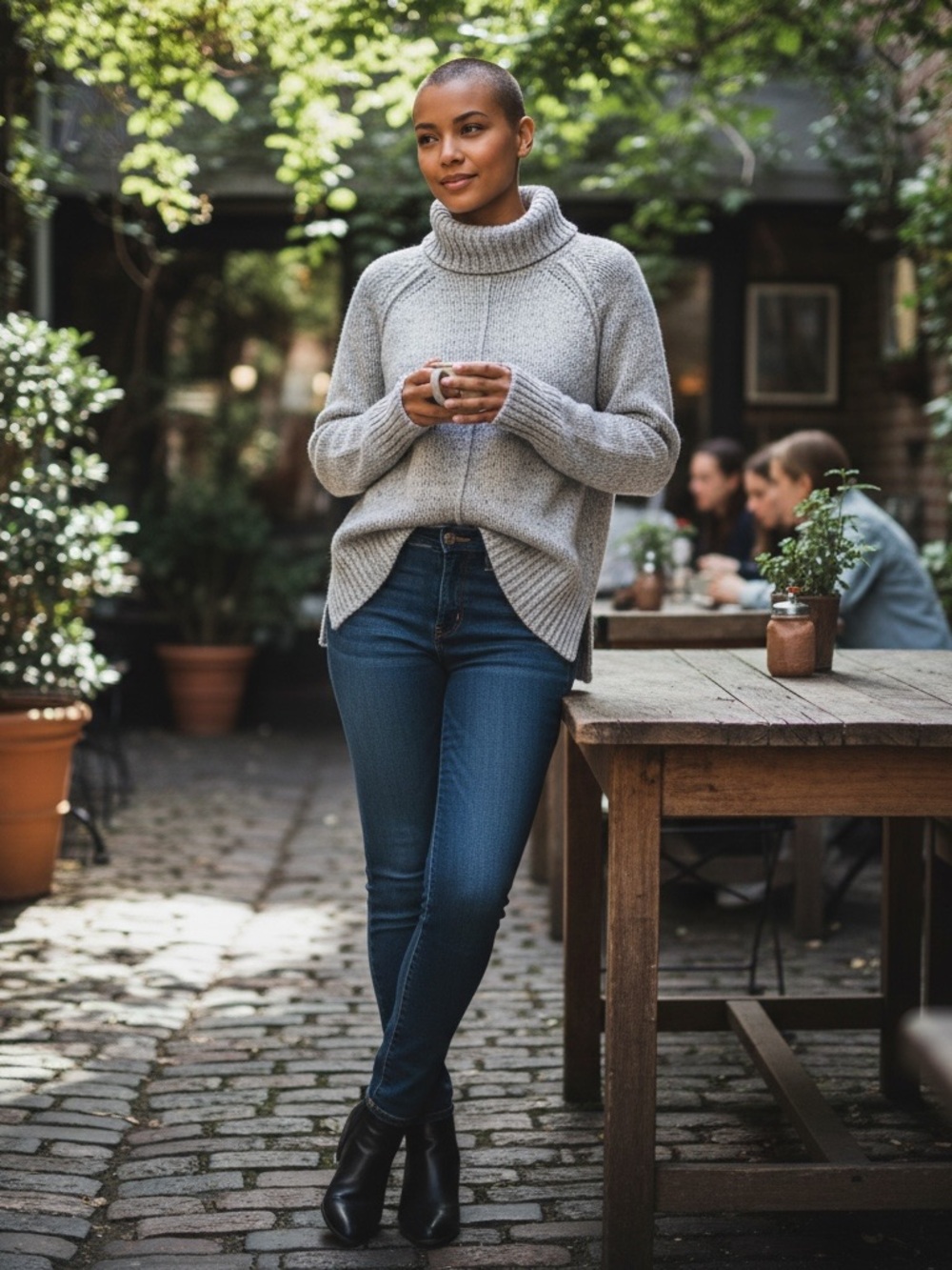 Forever 21 Light Gray Oversized Turtleneck Sweater